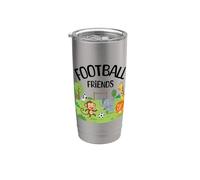 Carino animali della giungla che giocano a calcio calcio bambini genitori Bicchiere termico in acciaio inox doppia parete