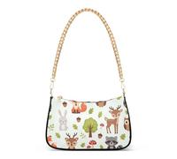 Carino Animali Volpi Foresta Beige Floreale Borse a Spalla per le Donne Hobo Borsa Frizione Catena Cinghia Cerniera Designer Borsa