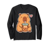 Carino Anime Capybara Kawaii Bere Bubble Tea Amante Ragazze Maglia a Manica