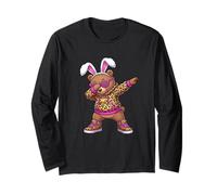 Carino Anime Dabbing Bunny Bear Happy Easter Donne Ragazze Bambini Maglia a Manica