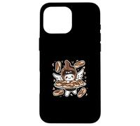 Carino Anime Personaggio Holding Cioccolato Pasticceria Piatto Eclair Custodia per iPhone 16 Pro Max