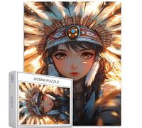 Carino Anime Ragazza Tribale 1000 Pezzi Puzzle per Adulti Stile Fantasia Sfondo Art Puzzle Sfidante Giochi di Attività Familiari Colorati Fai da Te Puzzle Artigianale per la Decorazione Domestica