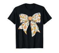 Carino Arancio Pesca Agrumi Modello Ragazza Coquette Bow Maglietta