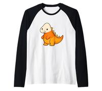 Carino Arancione Dino Halloween Maglia con Maniche Raglan