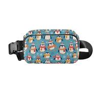 Carino arcobaleno Boho Style Uomini Donne Trendy Marsupio Borsa a Tracolla per Allenamento Corsa Escursionismo, Pinguino di Natale, 1 Size