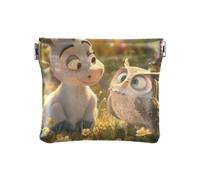 Carino asino gufo verde portamonete portafoglio per le donne, portamonete in pelle, portafogli da donna piccolo, Simpatico gufo d'asino verde, 4.33x3.74In, Simpatico gufo d'asino verde