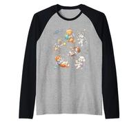 Carino Astronauta Cani Galassia Pianeti Stelle Maglia con Maniche Raglan