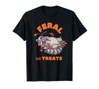 Carino Autunno Raccon Sdraiato su Halloween Candy Feral su Treats Maglietta
