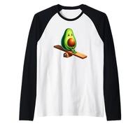 Carino avocado seduto su altalena cartone animato Maglia con Maniche Raglan