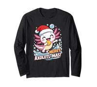 Carino Axolotl Che Indossa Un Cappello di Babbo Natale Vacanze Natale Maglia a Manica