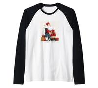 Carino Babbo Natale Sedia a rotelle Grafica Maglia con Maniche Raglan