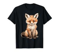 Carino Baby Fox Acquerello Foresta Animale Art Maglietta