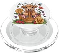 Carino Baby Highland Cow Cestino da picnic Fiori Farfalle PopSockets PopGrip per MagSafe