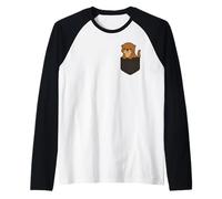 Carino Baby Lontra Pocket Pal Divertente Animale acquatico Lontra Maglia con Maniche Raglan