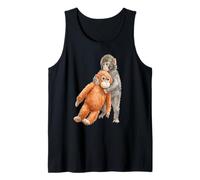 Carino Baby Macaco Scimmia & Orangutan Peluche Acquerello Canotta