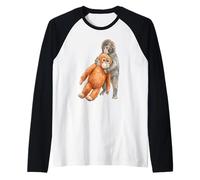 Carino Baby Macaco Scimmia & Orangutan Peluche Acquerello Maglia con Maniche Raglan