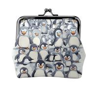 Carino Baby Penguins Sketch piccoli portafogli donna, portafogli da donna, portamonete da donna, piccolo portafoglio da donna, con cerniera e blocco bacio, nero, Taglia unica, Art Deco