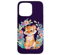 Carino Baby Tiger con fiori - Acquerello Animal Art Custodia per iPhone 15 Pro Max