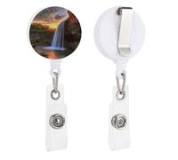 Carino badge infermieristico retrattile con clip a coccodrillo cascata al tramonto ID nome badge clip per ufficio medico infermiere