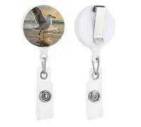 Carino badge infermieristico retrattile infermiera porta badge con clip a coccodrillo dipinto di un gabbiano ID nome badge clip per ufficio medico infermiera