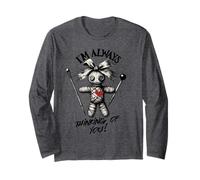 Carino Bambola Voodoo Halloween Shirt I'm Always Thinking of You! Maglia a Manica