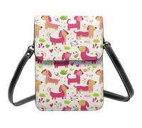 Carino Bassotto Rosa Stampa Piccola Crossbody Borse per le Donne, Piccole Borse in Pelle Cellulare Cross Body Bag
