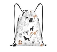 Carino bassotto Titolo: Borsone leggero con coulisse - Sacca da palestra pieghevole impermeabile con tracolla regolabile, ideale per sport, yoga, viaggi e scuola, Nero , M