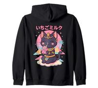 Carino Bastet Kawaii Anime Bere Fragola Latte Amante Felpa con Cappuccio
