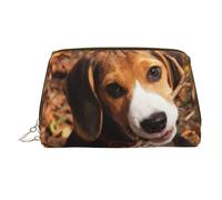 Carino Beagle stampato beauty case portatile, custodia da viaggio compatta con scomparti interni organizzati per tutti i giorni, Oro, One Size