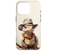 Carino Beardie drago barbuto che indossa un cappello da cowboy Custodia per iPhone 16 Pro