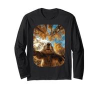 Carino Beaver Selfie Autunno Foglie Foresta Autunno Maglia a Manica