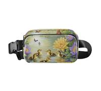 Carino Beaver Vintage Vasca da Bagno Carino Marsupio per Donne Uomini Adolescenti Grande Capacità Crossbody Bag Anti Furto, Lily - Incantesimo di anatroccoli e farfalle della ninna nanna dello stagno