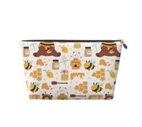 Carino Bee Honey Jar Hive Bear Makeup Bag, Trousse da viaggio per articoli da toeletta borsa per il trucco da donna, borsa per il trucco in pelle, graziosa borsa per il trucco, Argento, Taglia unica