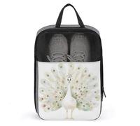 Carino Bianco Elegante Pavone Scarpa Bag per Viaggi Uso quotidiano Anti-polvere Portascarpe da golf Sacchetto di stoccaggio