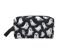 Carino bianco fantasma Halloween modello 1 stampa cerniera Storage Bag, accessori da viaggio, articoli da toeletta, borsa portatile articoli da toeletta