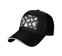 Carino Bianco Fantasma Halloween Modello 1 Stampa Neutro Sandwich Cappello Stile Fit Tutto L'anno Regolabile Baseball Caps Snug Secure, Nero , Taglia unica