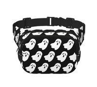 Carino bianco fantasma Halloween modello stampa elegante e pratico marsupio, regolabile, perfetto per viaggi e attività all'aperto, Nero , Taglia unica