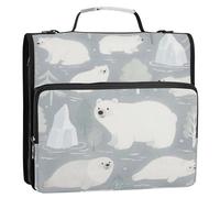 Carino Bianco Polar Bear 1.5 Pollice 3 Anelli Ufficio Binder Organizzatore con Maniglia Laege Capacità Documenti Raccoglitore Organizzatore per Ufficio Scuola Paquete de gestión de documentos
