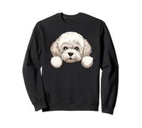 Carino Bichon Frise Peeking Puppy Divertente Bichon Dog Lover Felpa
