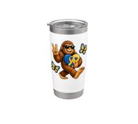 Carino Bigfoot con occhiali da sole supporto per la consapevolezza della sindrome di Down Bicchiere termico in acciaio inox doppia parete