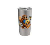 Carino Bigfoot con occhiali da sole supporto per la consapevolezza della sindrome di Down Bicchiere termico in acciaio inox doppia parete