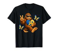 Carino Bigfoot con Occhiali da Sole Supporto per la consapevolezza della sindrome di Down Maglietta