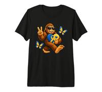 Carino Bigfoot con Occhiali da Sole Supporto per la consapevolezza della sindrome di Down Maglietta Premium