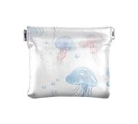 Carino blu medusa PU pelle piccola moneta impermeabile mini portafoglio per donna ragazza, Graziosa medusa blu, 4.33"(L) x 3.74"(W) x 0.39"(H), classico