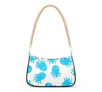 Carino blu polipi felice bianco medio borsa tote donna colorato borsa a tracolla Hobo pochette con chiusura a cerniera cinturino a catena