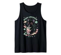 Carino Boba Cat in Space Kawaii Galaxy Bubble Tea Canotta