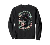Carino Boba Cat in Space Kawaii Galaxy Bubble Tea Felpa