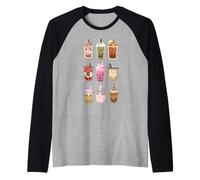 Carino Boba Tea Art Per Bambini Ragazzi Ragazza Kawaii Cibo Bevande Amante Maglia con Maniche Raglan