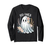 Carino Boo-tanical Floral Ghost Art per gli amanti di Halloween Maglia a Manica