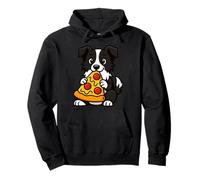 Carino Border Collie godendo di una grande fetta di pizza Felpa con Cappuccio